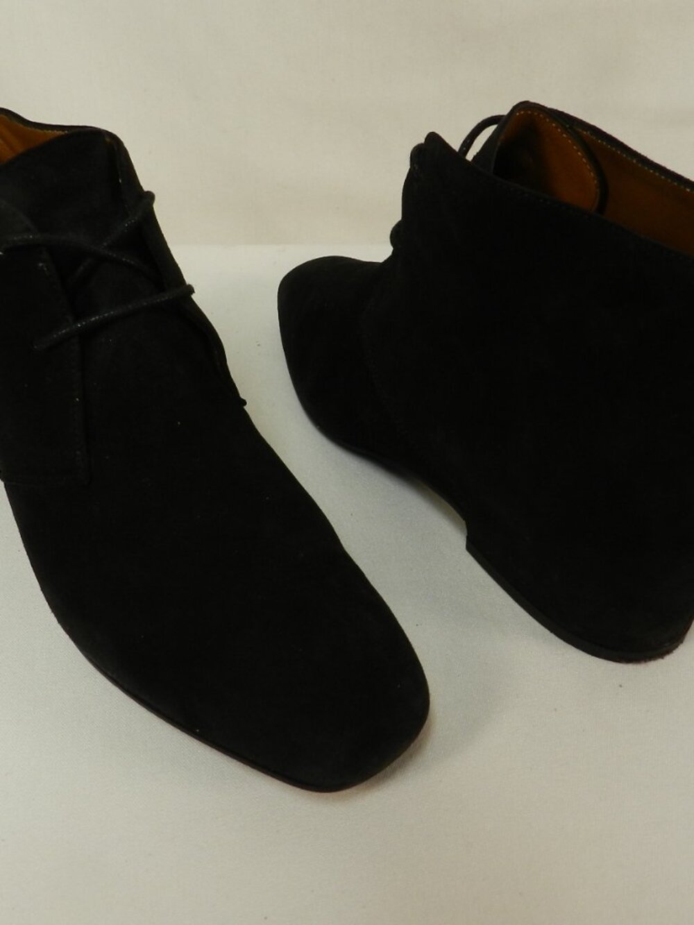Aquatalia Suede ankle lace up boots booties black flats Women Italy Size Sz 7